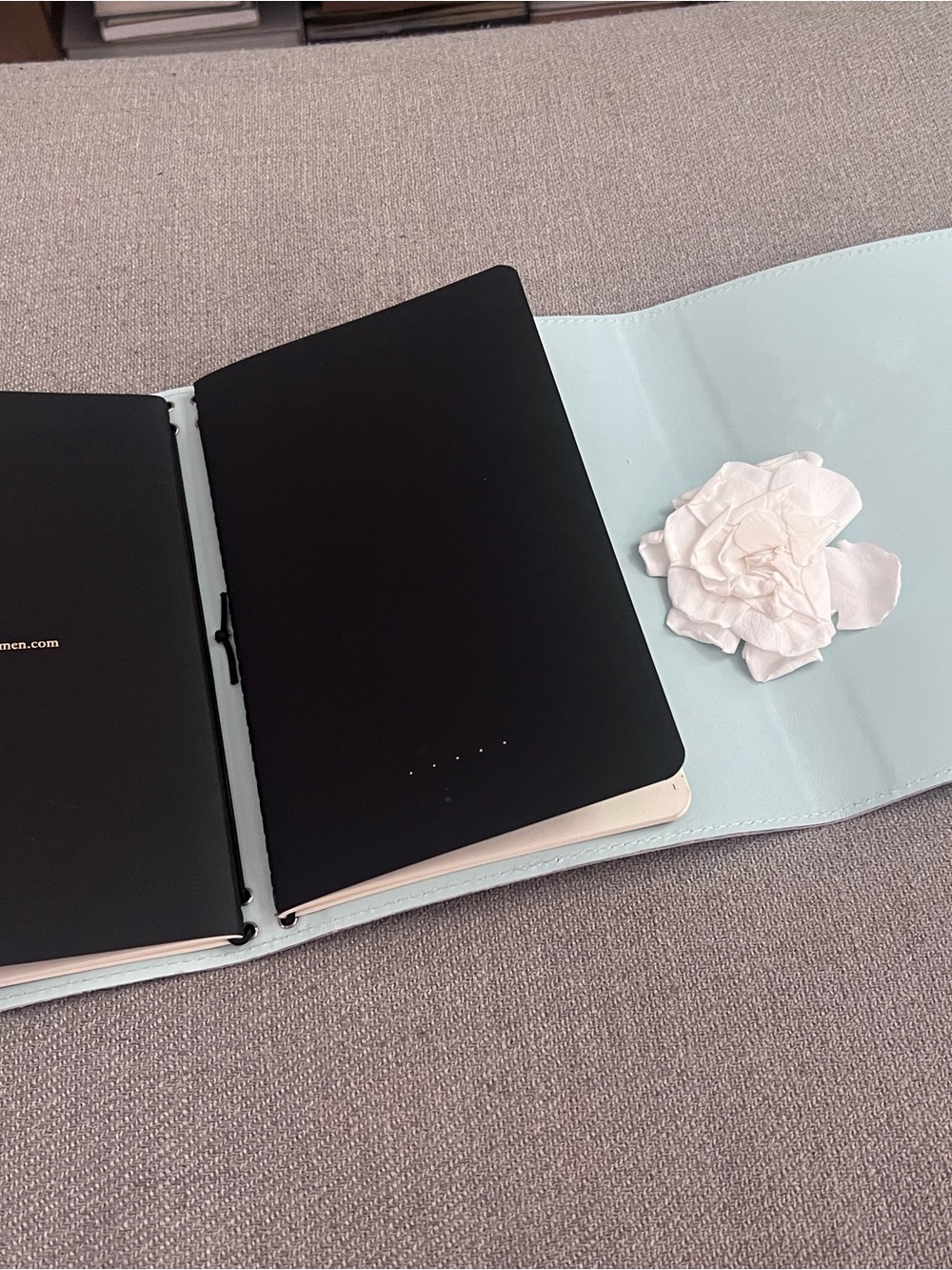 Blue Leather Notebook Journal Cover, Carmen Louisa Grid Notebooks miu miu Pencil